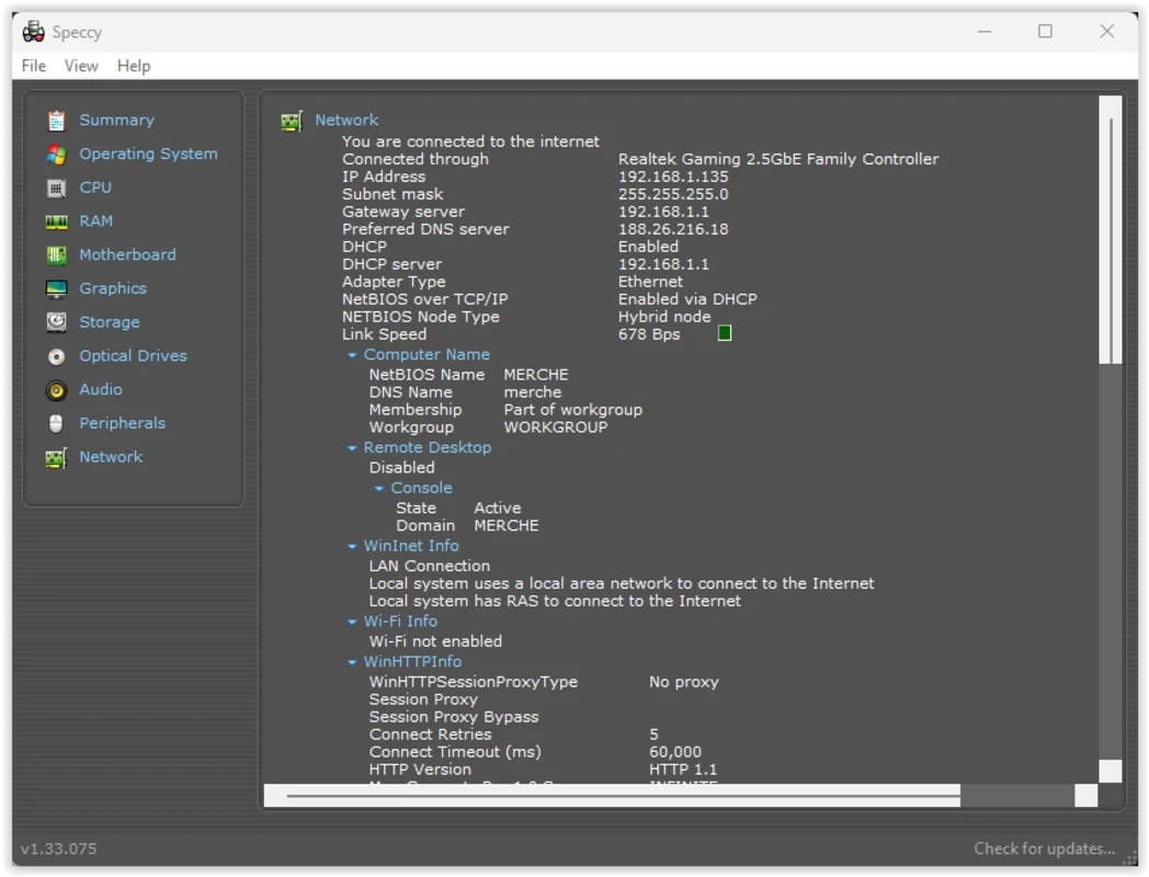 Speccy GPU and display information
